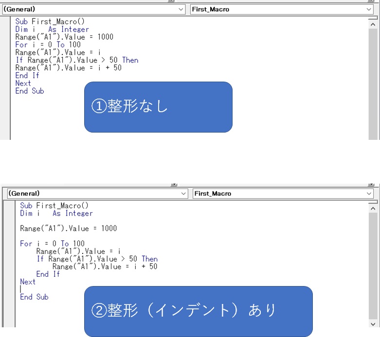 VBA-indent